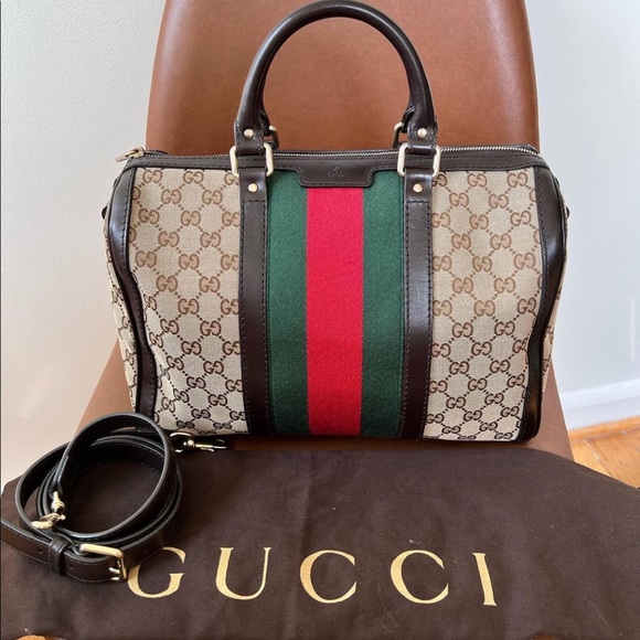 Authentic Gucci GG Supreme Boston bag shoulder 2 way tote